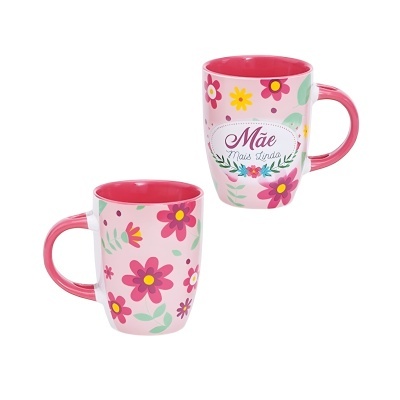 Caneca cerâmica com colher "Mãe Mais Linda"