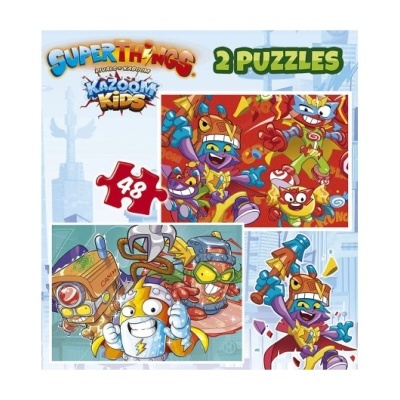 Embalagem de puzzles Super Things Kazoom Kids com personagens coloridos