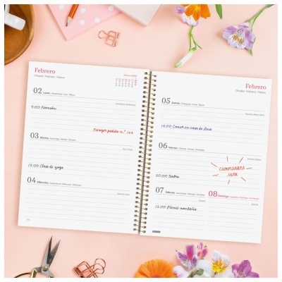 Agenda semanal A5 2026 Espiral Beta Flora | Finocam