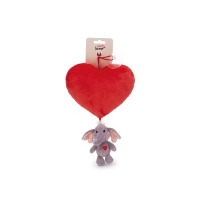 Coração de peluche com Elefante Love cinza escuro | Nici