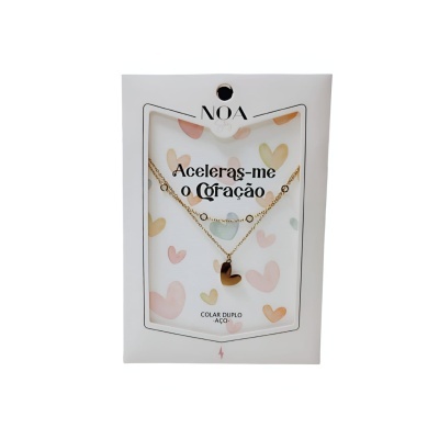 Colar duplo dourado aço "Aceleras-me o coração" | Noa Story