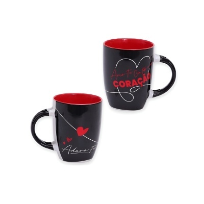Caneca cerâmica com colher "Amo-te com todo o meu coração"