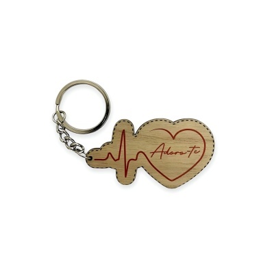 Porta-chaves em madeira "Adoro-te"