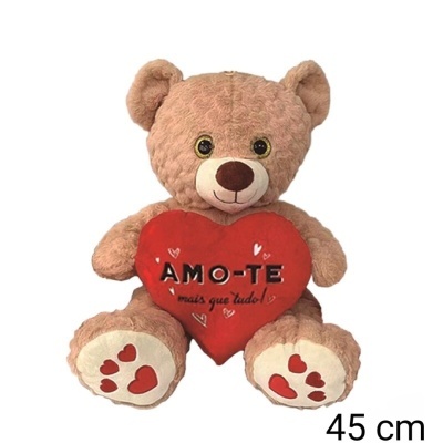 Urso de peluche com coração "Amo-te" 45cm