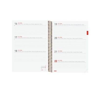 Agenda Semanal Espiral 18 Meses 2025/2026 | Finocam