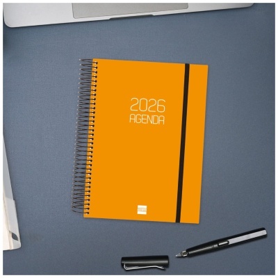 Agenda diária A5 2026 Espiral Beta Laranja | Finocam