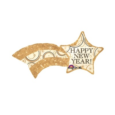 Balão metálico XL "Happy New Year" Estrela Cadente