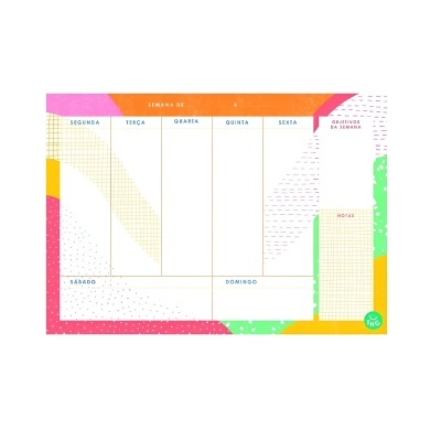Planeador semanal colorido com dias da semana e notas
