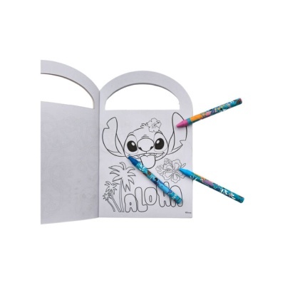 Mini Livro de atividades/colorir + 3 Lápis de Cera Stitch