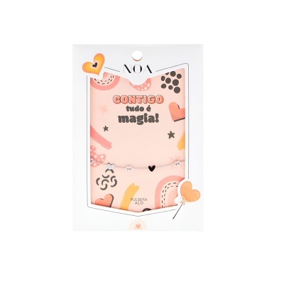 Pulseira prateada aço "Contigo tudo é magia" | Noa Story