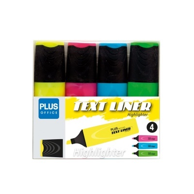 Conjunto 4 marcadores sublinhadores Fluorescentes