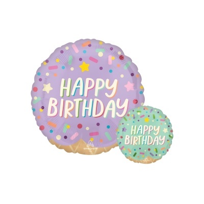 Balão metálico "Happy Birthday" Ice Cream Party 43cm