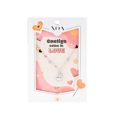 Colar prateado aço "Contigo estou in love" | Noa Story