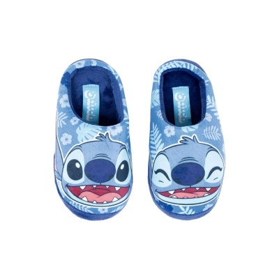Pantufas/Chinelos com sola em borracha azul Stitch