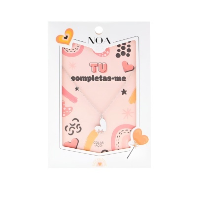 Colar prateado aço "Tu completas-me" | Noa Story