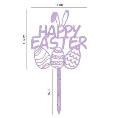 Topper "Happy Easter" com Ovos acrilico