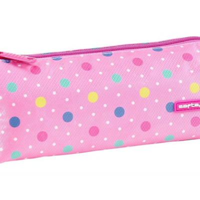 Estojo escolar Safta Dots rosa