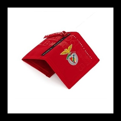 Carteira vermelha com emblema do SL Benfica em tecido com fecho
