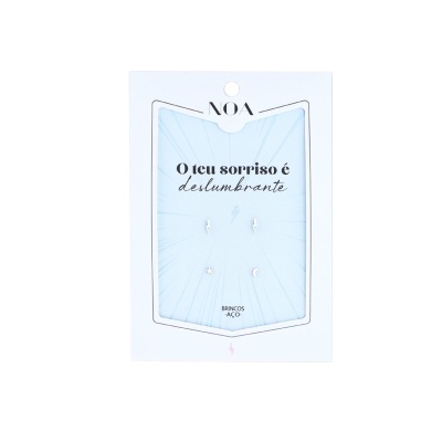 Brincos prateados aço "O teu sorriso é deslumbrante" | Noa Story