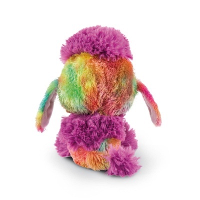 Pelúcia colorida tipo cão vista de costas