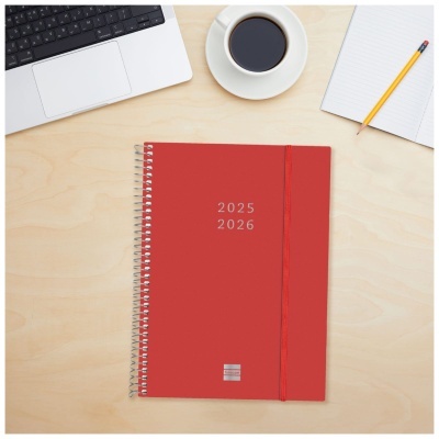 Agenda Semanal Espiral 18 Meses 2025/2026 Vermelho | Finocam