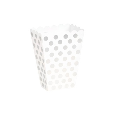 Caixas para pipocas bolinhas prateadas