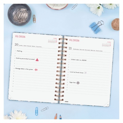 Agenda diária A5 2026 Espiral You Flor de Algodão | Finocam