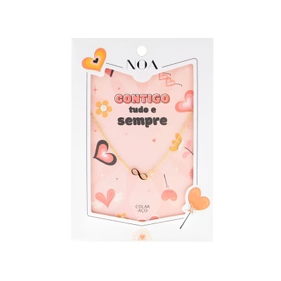 Colar dourado Aço "Contigo tudo e sempre" | Noa Story