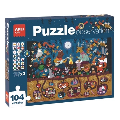 Puzzle de observação floresta 104 peças + Poster