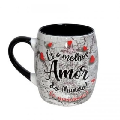 Caneca cerâmica barril Mapa Amor