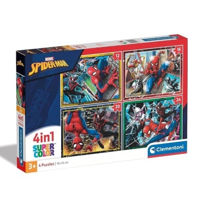 Puzzle Spider-Men 4 em 1 12+16+20+24 peças | Clementoni