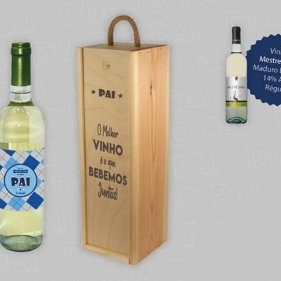 Garrafa Vinho branco em Caixa de madeira "Pai"