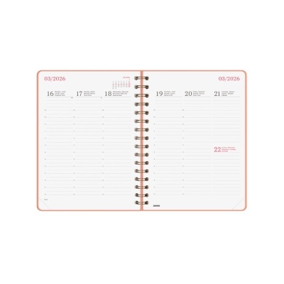 Agenda semanal A5 2026 Espiral Alma Coral | Finocam