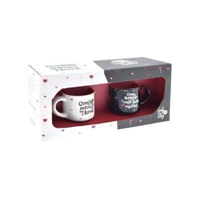 Conjunto 2 chávenas de café  "Contigo Estou In Love"-"Com Amor o Café Sabe Melhor" | Lovely Story