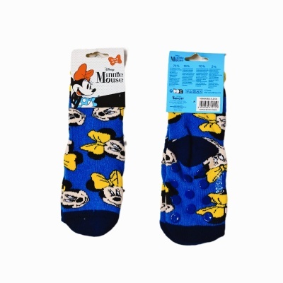 Meias azuis com estampa da Minnie Mouse e etiqueta Disney