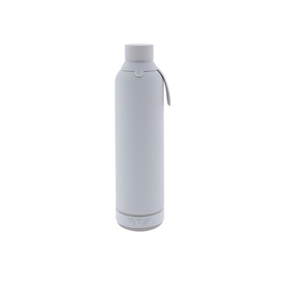Garrafa térmica cinza com coluna Bluetooth | Aurea Garrafa térmica cinza com coluna Bluetooth | Aurea