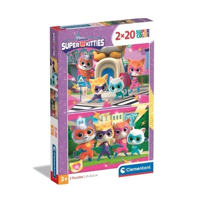 Puzzle Super Kitties 2x20 peças Clementoni | Supercolor