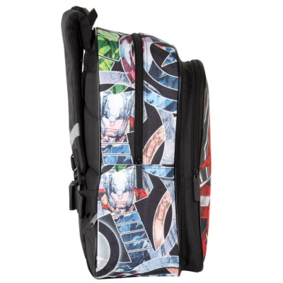 Mochila infantil Marvel colorida vista lateral