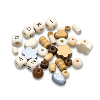 Caixa de missangas de madeira natural