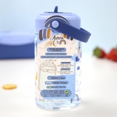 Garrafa Tritan com Palhinha Dinos 350ml | Aurea