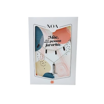 Colar duplo prateado aço "Mãe, és a minha pessoa favorita" | Noa Story