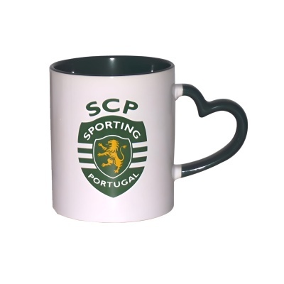 Caneca cerâmica asa coração Sporting | SCP