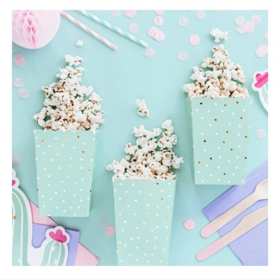Caixas para pipocas verde menta/dourado