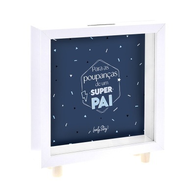 Mealheiro de madeira "Para as Poupanças de um Super Pai" | Lovely Story 18,5 x 17 x 4,5 cm