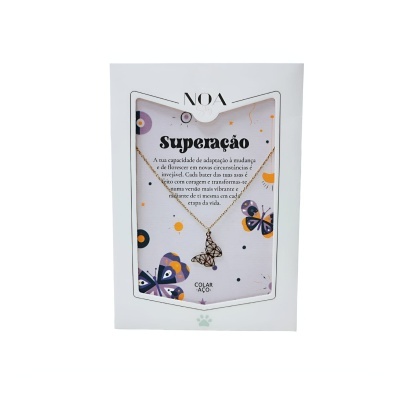 Colar dourado aço com borboleta "Superação" | Noa Story