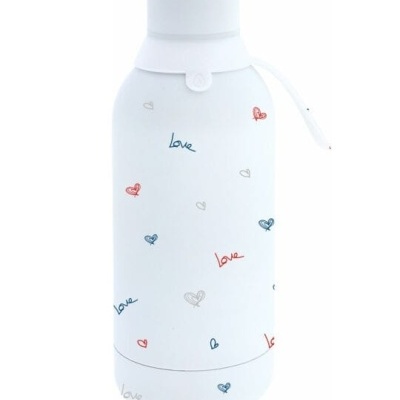 Garrafa térmica branca com corações “Ice Love” 500ml