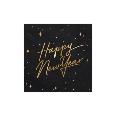 Guardanapos "Happy New Year" preto