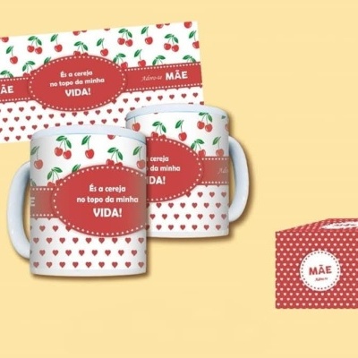 Caneca cerâmica "Mãe és a cereja no topo da minha vida"