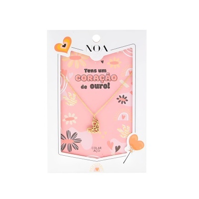 Colar dourado Aço "Tens um coração de ouro!" | Noa Story