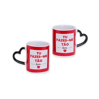 Caneca cerâmica asa coração "Tu fazes-me tão bem"
